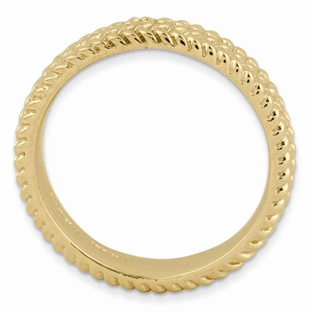 Alternate view of the 4.5mm Stackable 14K Yellow Gold Plated Silver Wheat Band by The Black Bow Jewelry Co.