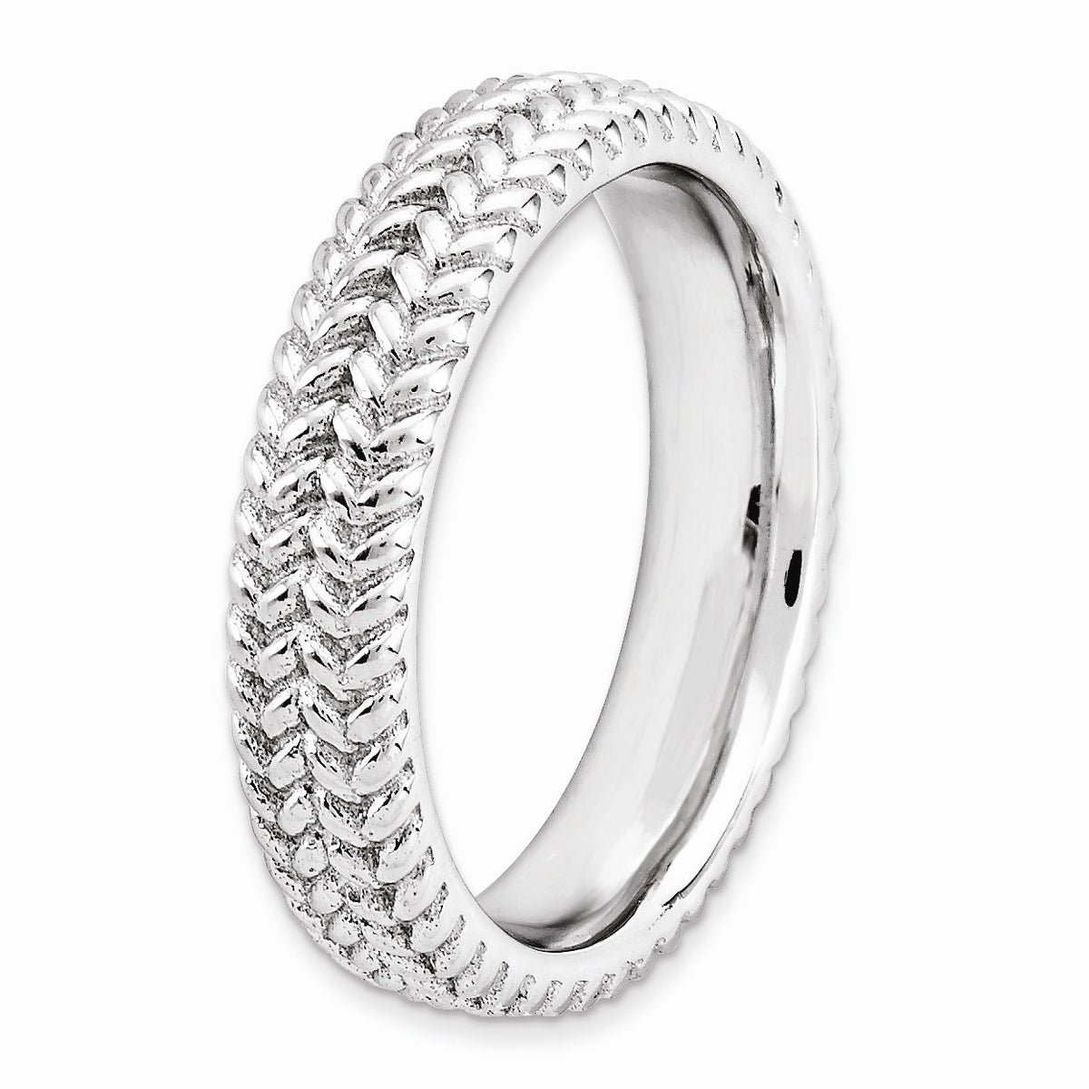 Alternate view of the 4.5mm Stackable Sterling Silver Wheat Band Size 5 by The Black Bow Jewelry Co.