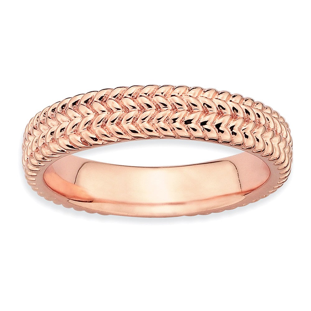 4.5mm Stackable 14K Rose Gold Plated Silver Wheat Band, Item R9588 by The Black Bow Jewelry Co.