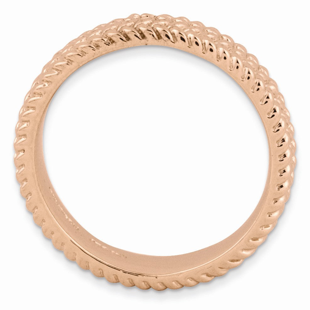 Alternate view of the 4.5mm Stackable 14K Rose Gold Plated Silver Wheat Band by The Black Bow Jewelry Co.