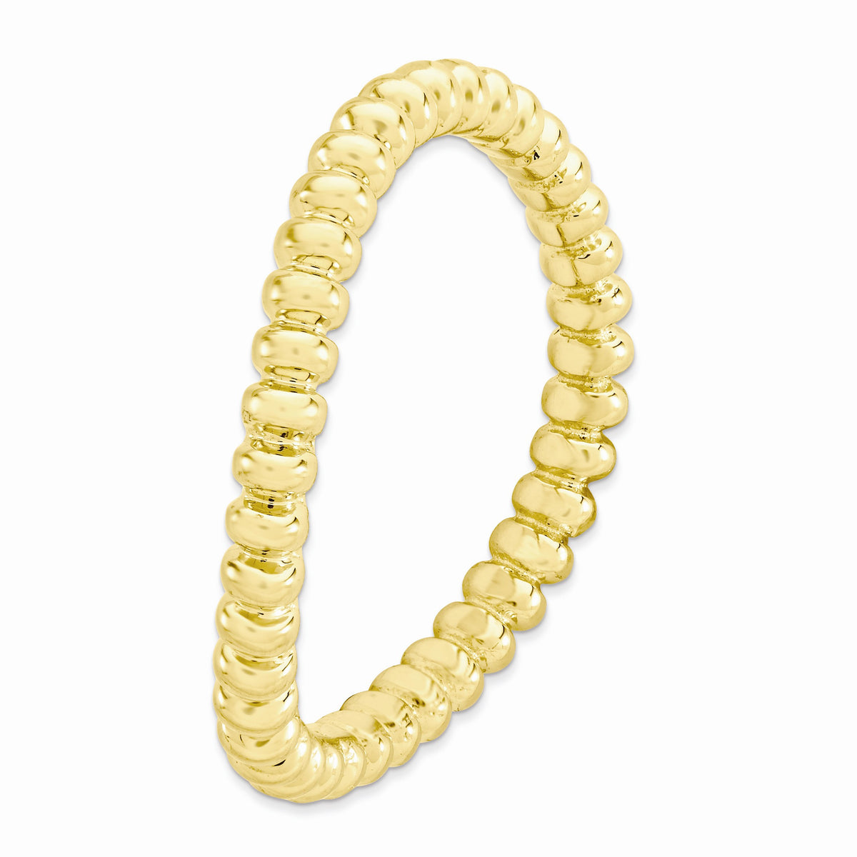 Alternate view of the 2.25mm Stackable 14K Yellow Gold Plated Silver Curved Beaded Band by The Black Bow Jewelry Co.