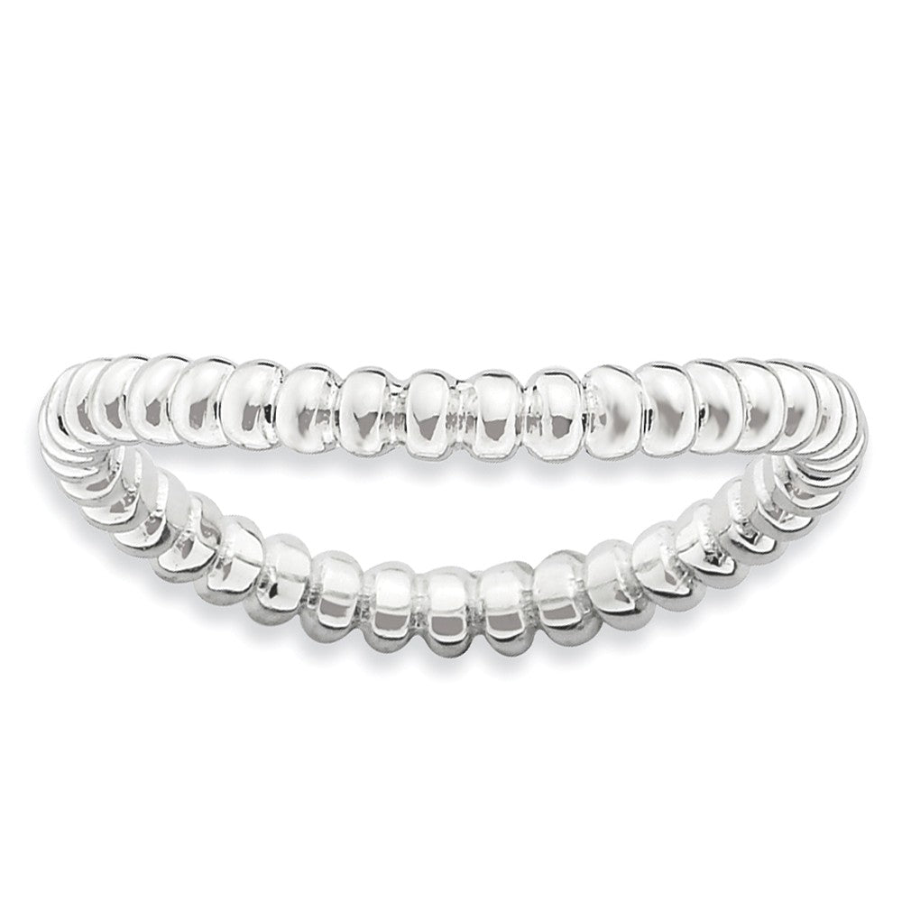 2.25mm Stackable Sterling Silver Curved Beaded Band, Item R9595 by The Black Bow Jewelry Co.