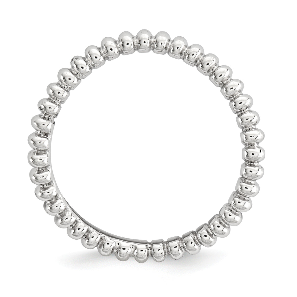 Alternate view of the 2.25mm Stackable Sterling Silver Curved Beaded Band by The Black Bow Jewelry Co.