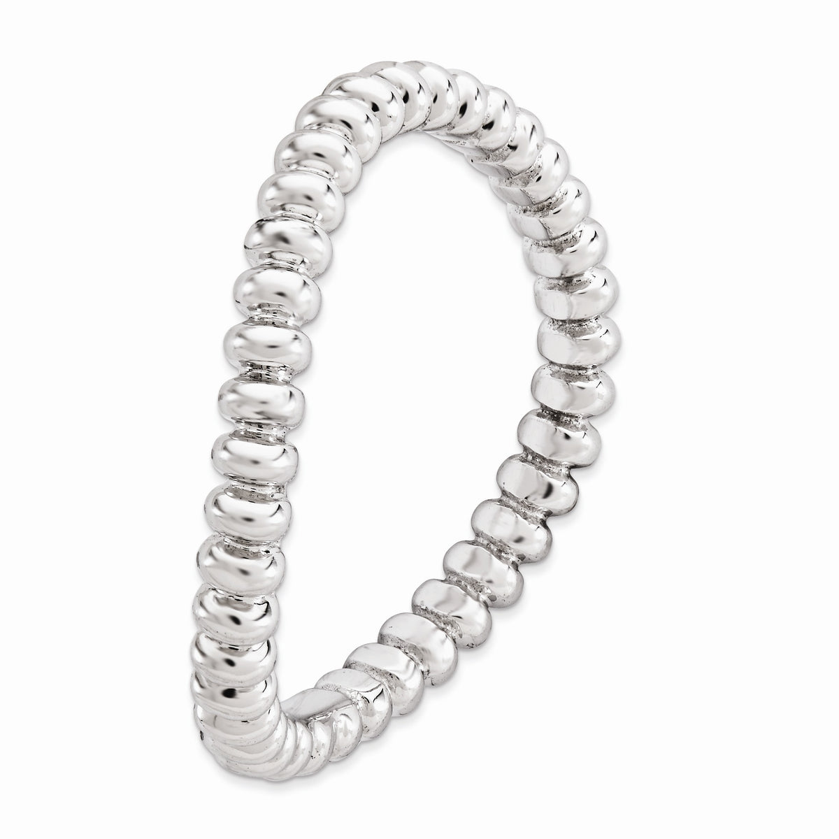 Alternate view of the 2.25mm Stackable Sterling Silver Curved Beaded Band by The Black Bow Jewelry Co.