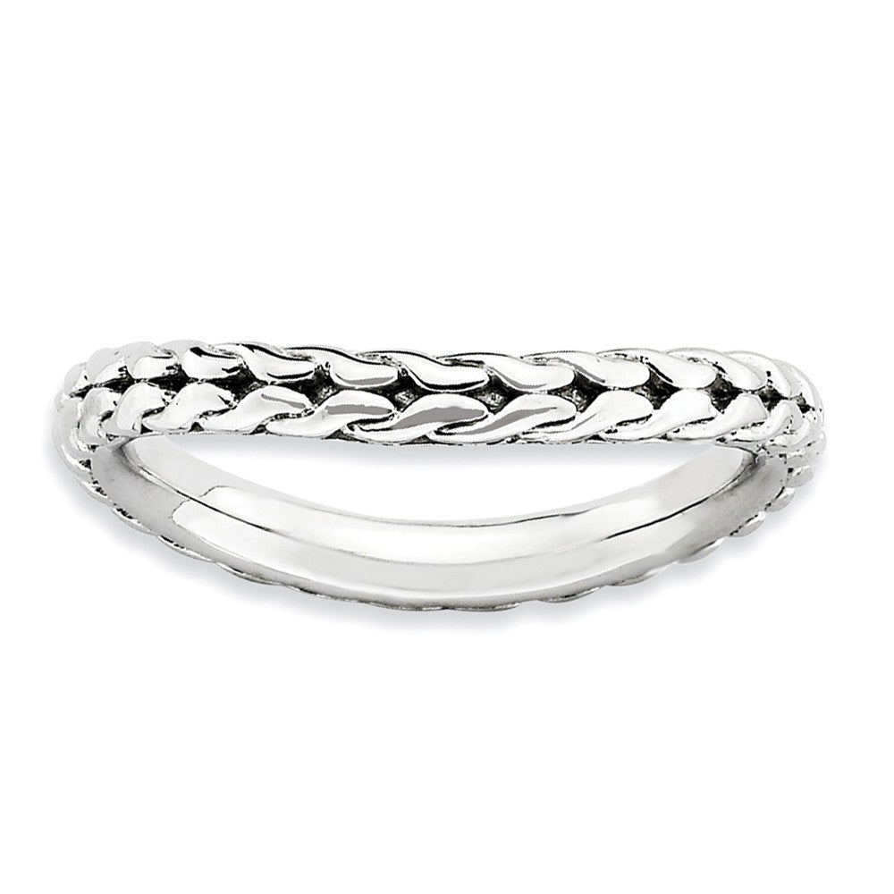 2.25mm Stackable Sterling Silver Curved Wheat Pattern Polished Band, Item R9599 by The Black Bow Jewelry Co.