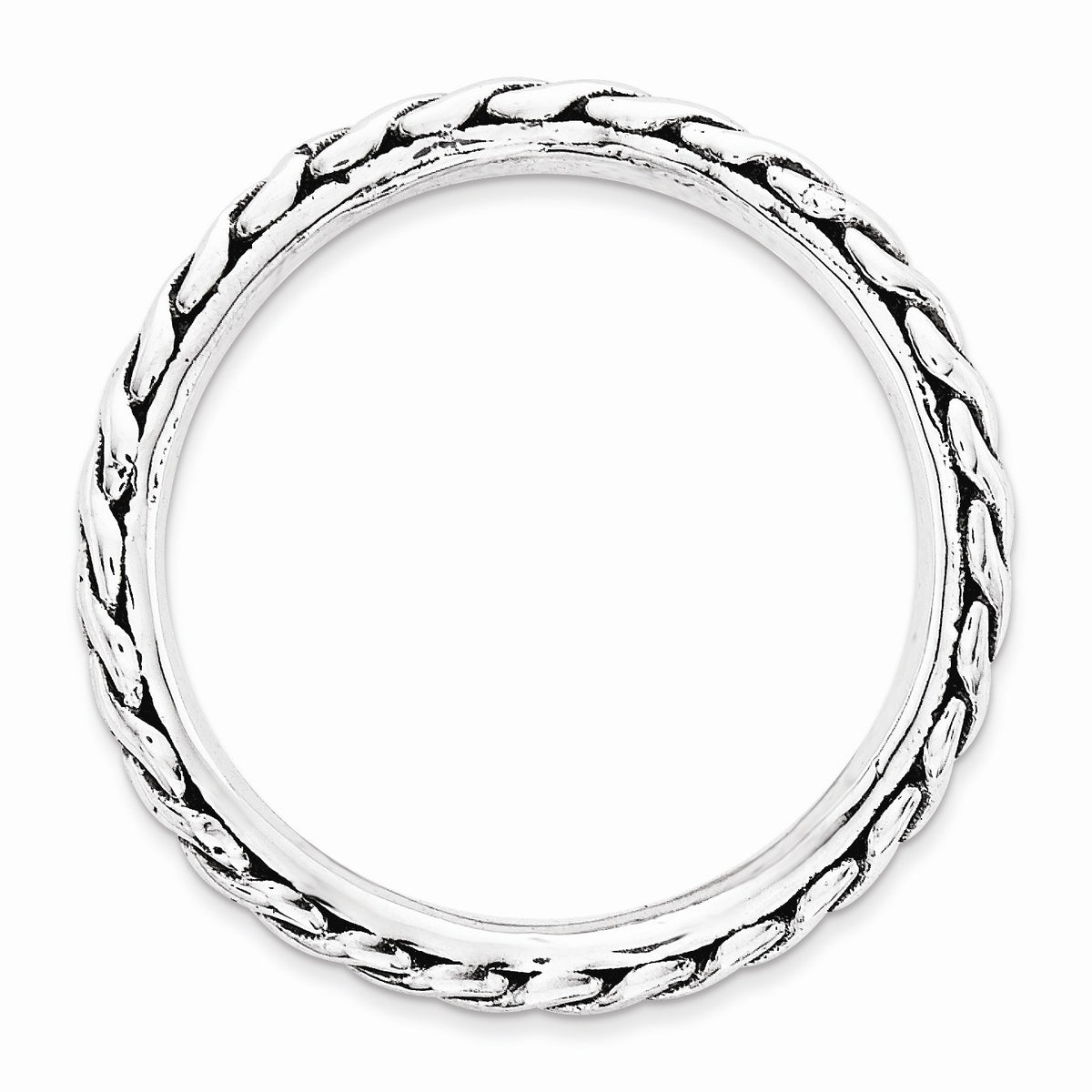 Alternate view of the 2.25mm Stackable Sterling Silver Curved Wheat Pattern Polished Band by The Black Bow Jewelry Co.