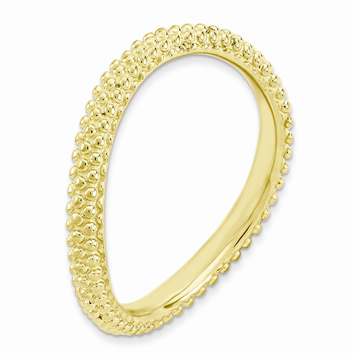 Alternate view of the 2.25mm Stackable 14K Yellow Gold Plated Silver Curved Band by The Black Bow Jewelry Co.