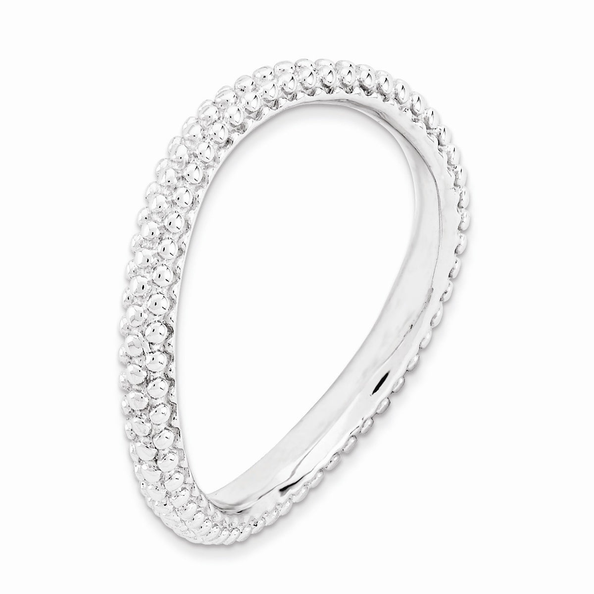 Alternate view of the 2.25mm Stackable Sterling Silver Curved Band by The Black Bow Jewelry Co.