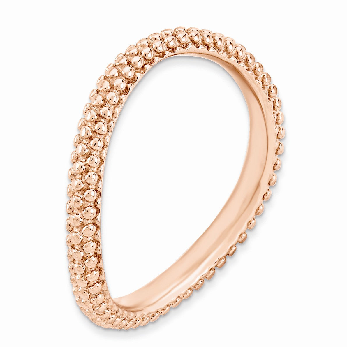 Alternate view of the 2.25mm Stackable 14K Rose Gold Plated Silver Curved Band by The Black Bow Jewelry Co.