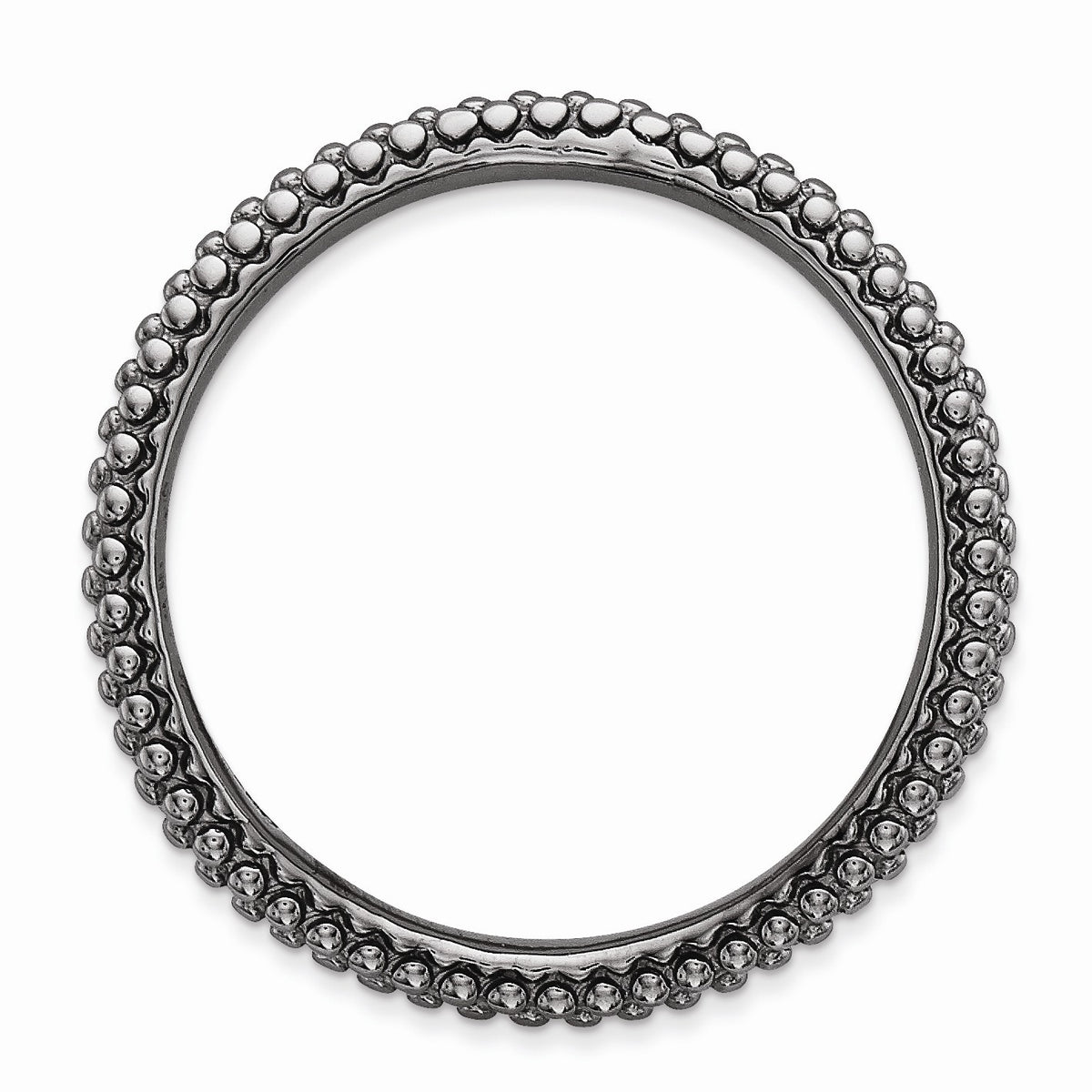 Alternate view of the 2.25mm Stackable Black Plated Silver Curved Band by The Black Bow Jewelry Co.