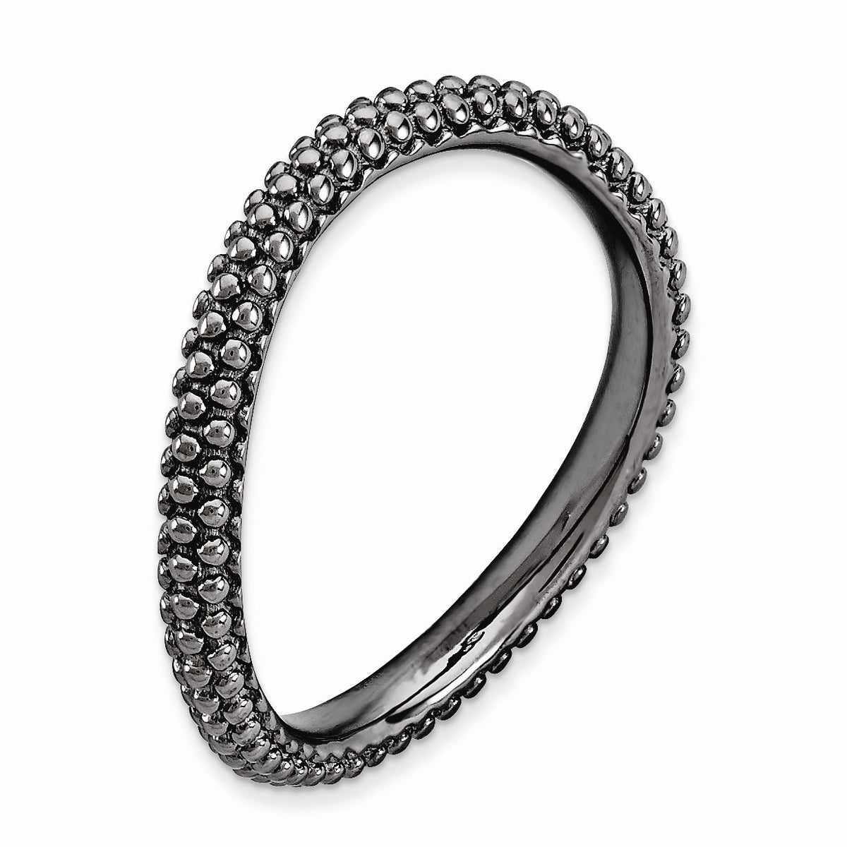 Alternate view of the 2.25mm Stackable Black Plated Silver Curved Band Size 5 by The Black Bow Jewelry Co.