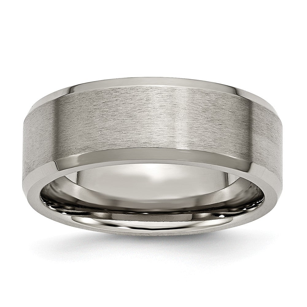 Titanium Beveled Edge 8mm Brushed Comfort Fit Band, Item R9748 by The Black Bow Jewelry Co.