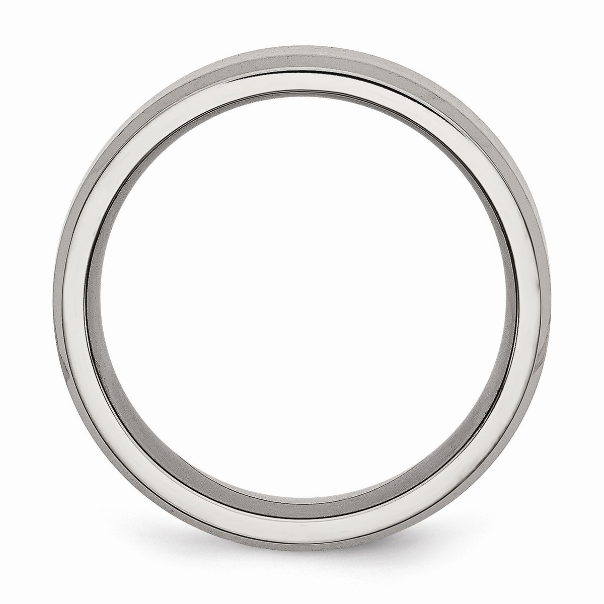 Alternate view of the Titanium Beveled Edge 8mm Brushed Comfort Fit Band by The Black Bow Jewelry Co.