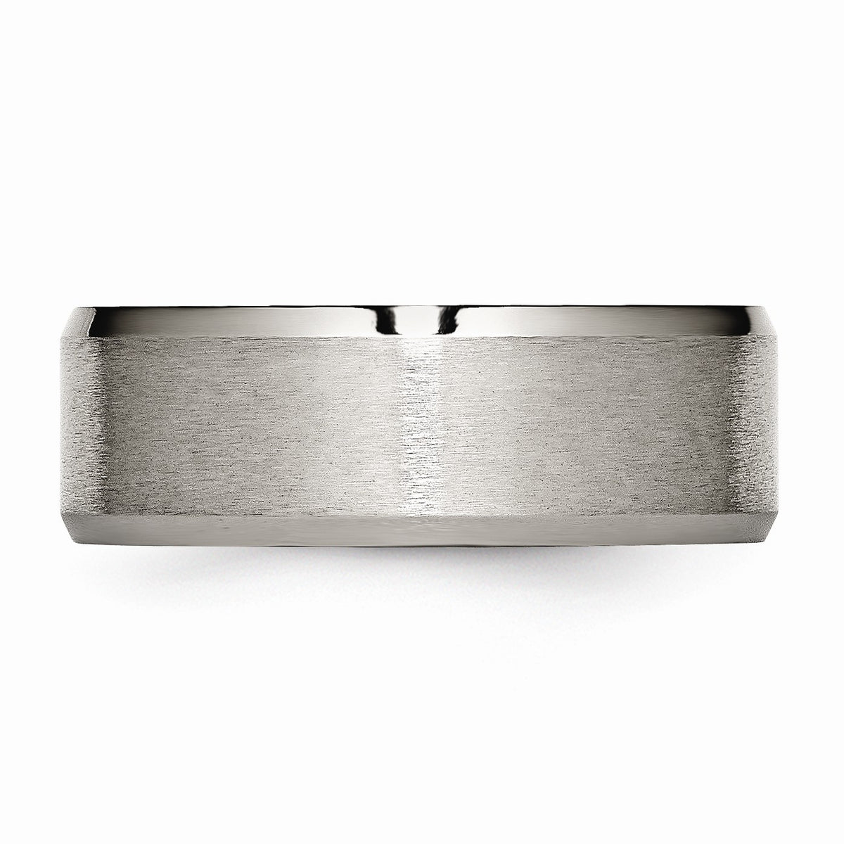 Alternate view of the Titanium Beveled Edge 8mm Brushed Comfort Fit Band by The Black Bow Jewelry Co.