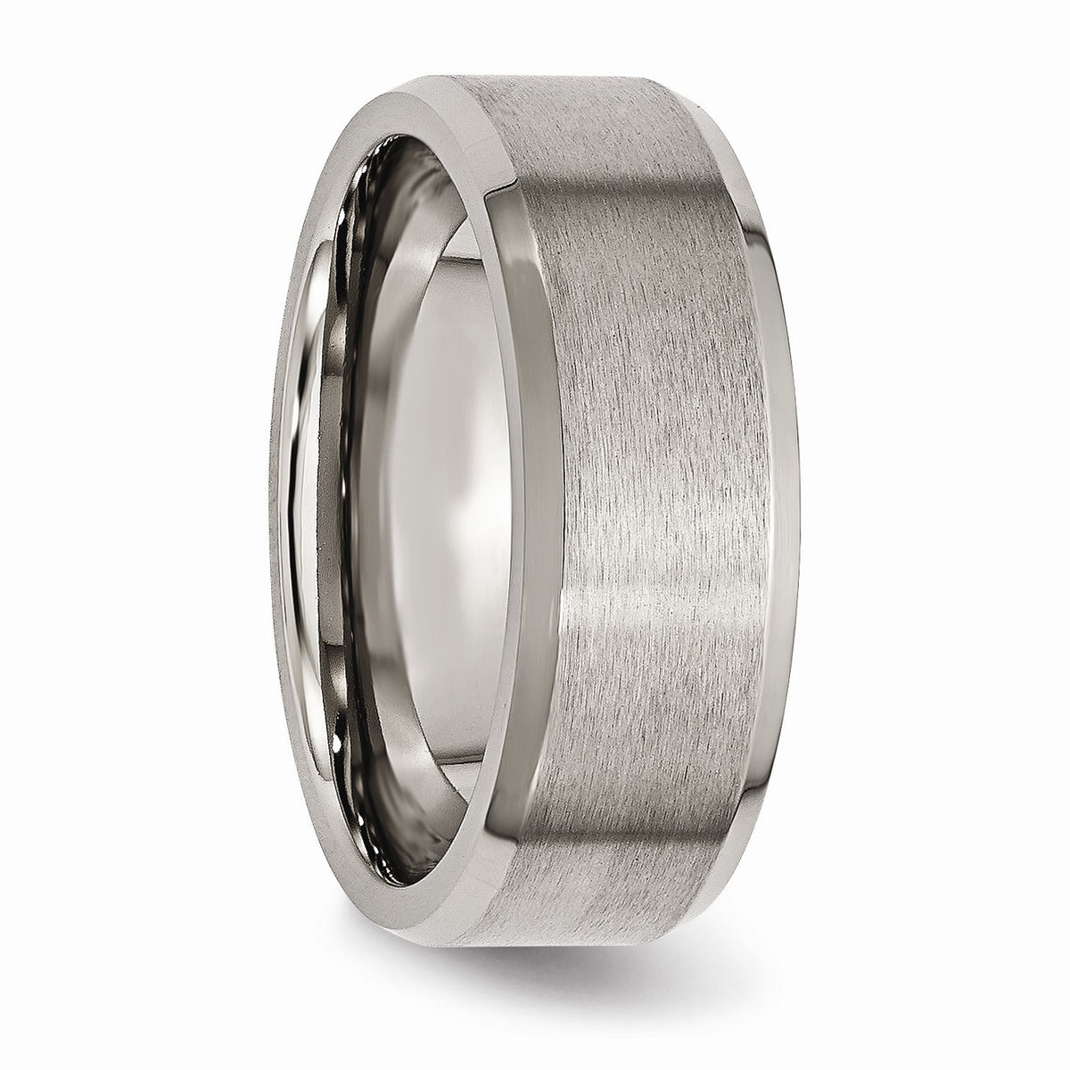 Alternate view of the Titanium Beveled Edge 8mm Brushed Comfort Fit Band by The Black Bow Jewelry Co.