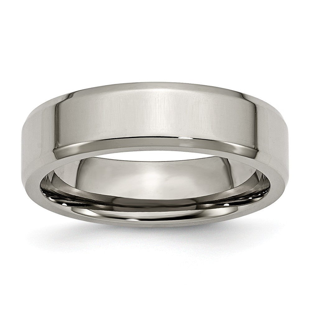 Titanium Beveled Edge 6mm Polished Comfort Fit Band, Item R9749 by The Black Bow Jewelry Co.