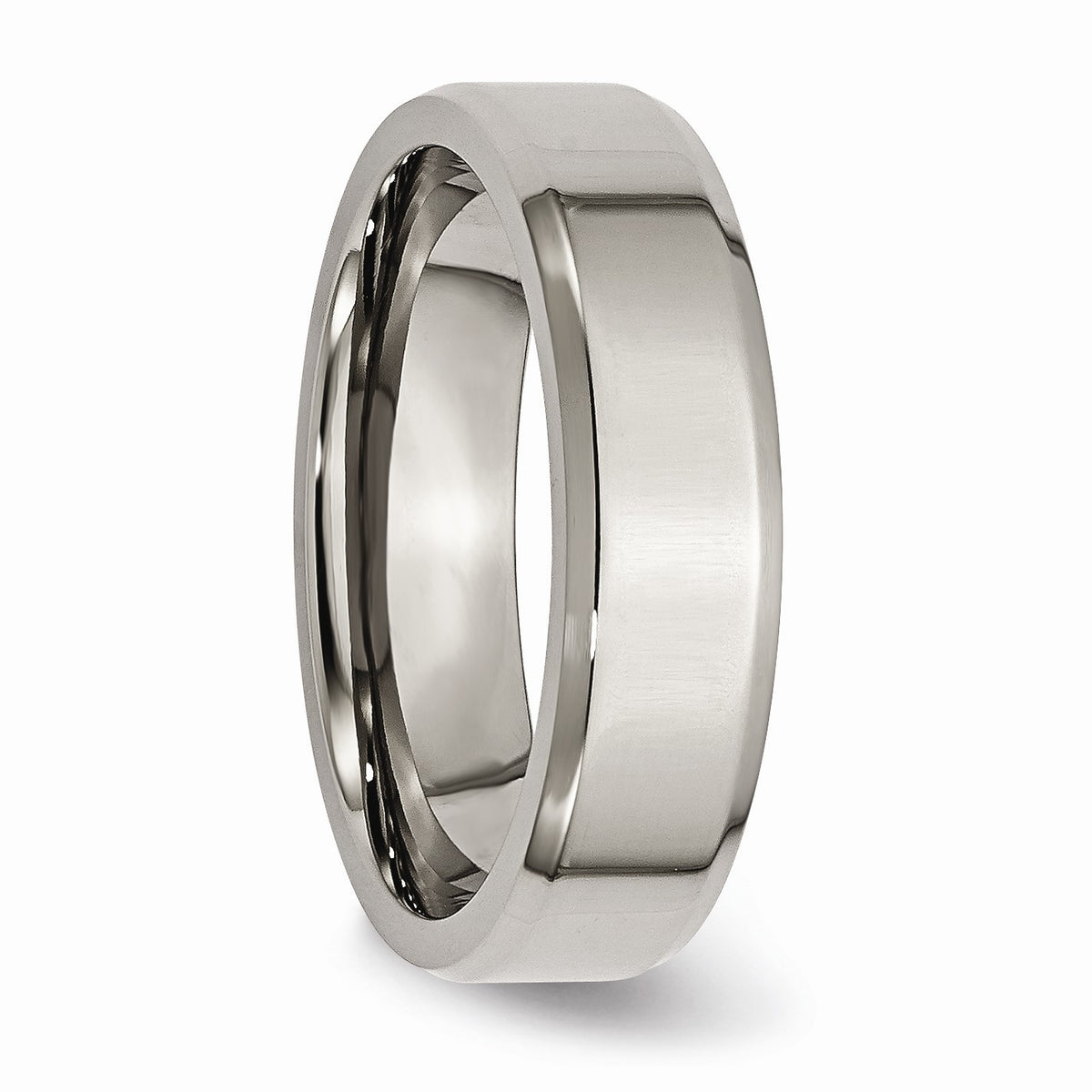 Alternate view of the Titanium Beveled Edge 6mm Polished Comfort Fit Band Size 5 by The Black Bow Jewelry Co.