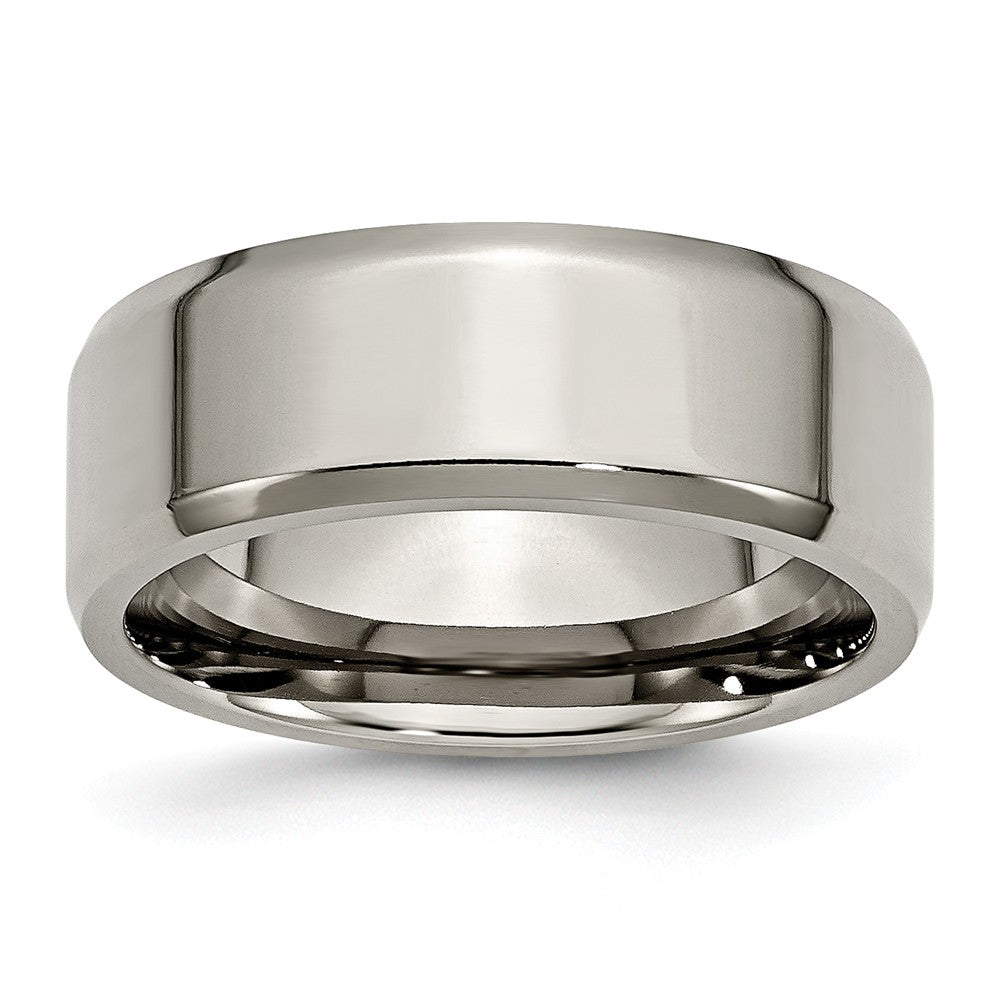 Titanium Beveled Edge 8mm Polished Comfort Fit Band, Item R9750 by The Black Bow Jewelry Co.
