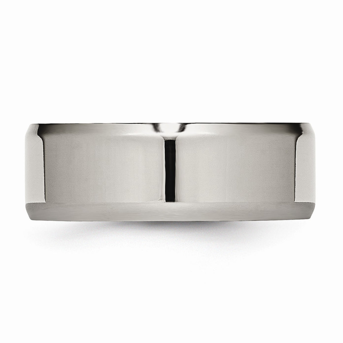 Alternate view of the Titanium Beveled Edge 8mm Polished Comfort Fit Band by The Black Bow Jewelry Co.
