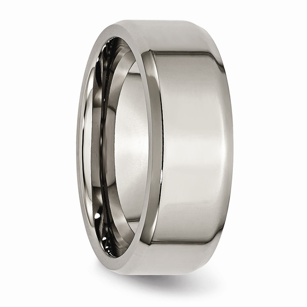 Alternate view of the Titanium Beveled Edge 8mm Polished Comfort Fit Band by The Black Bow Jewelry Co.