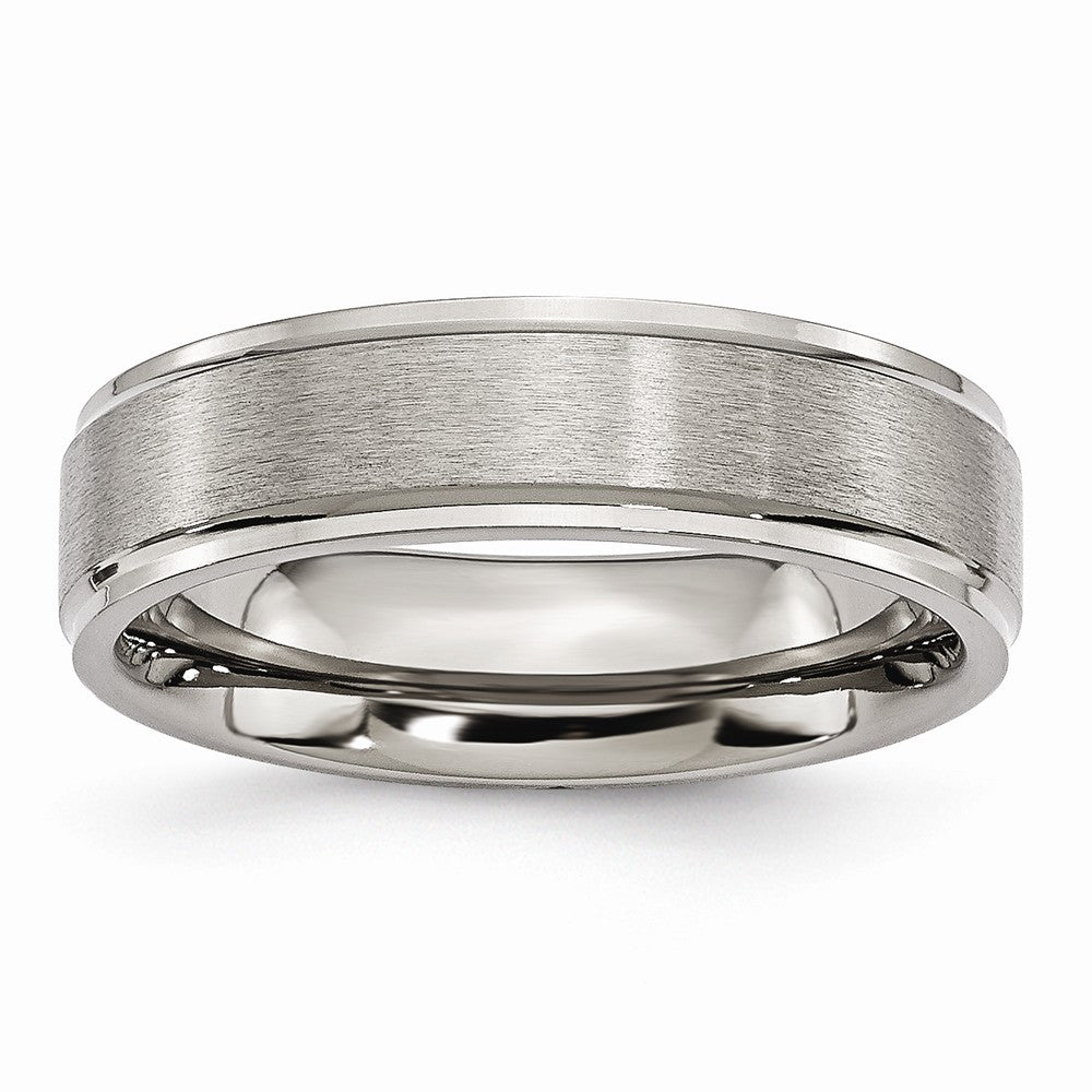 Titanium Ridged Edge 6mm Brushed and Polished Band, Item R9752 by The Black Bow Jewelry Co.