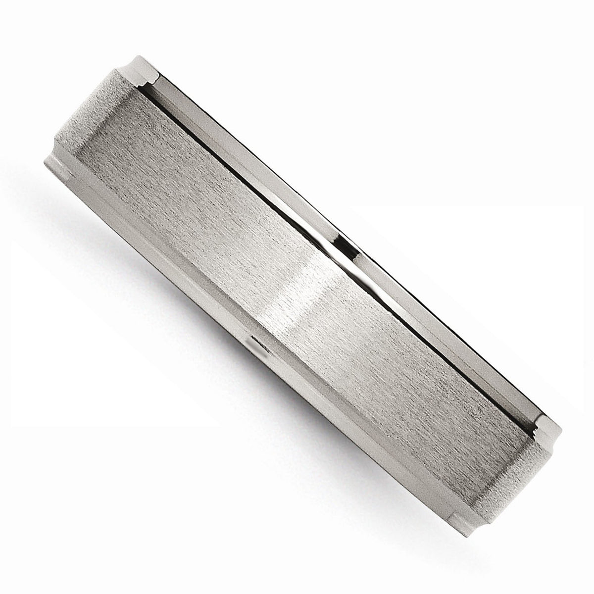 Alternate view of the Titanium Ridged Edge 6mm Brushed and Polished Band by The Black Bow Jewelry Co.