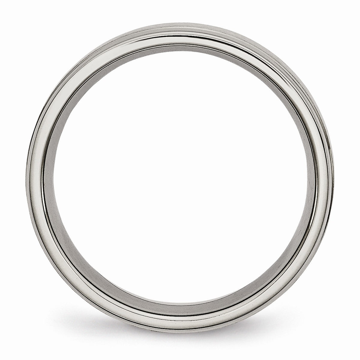 Alternate view of the Titanium Ridged Edge 6mm Brushed and Polished Band by The Black Bow Jewelry Co.