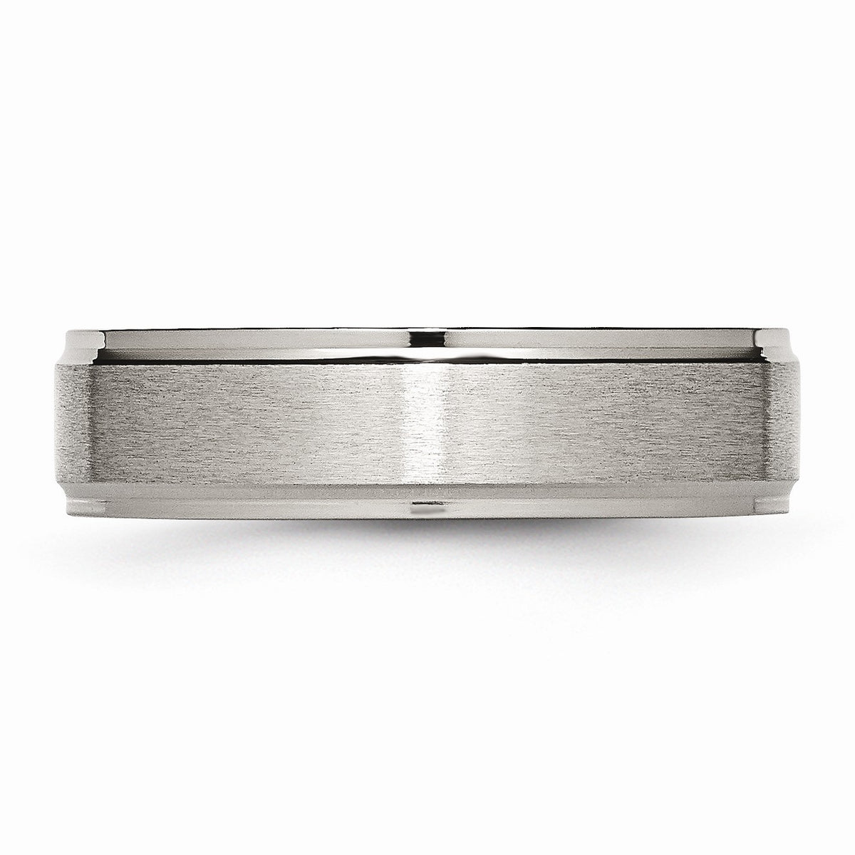 Alternate view of the Titanium Ridged Edge 6mm Dual Finish Band Size 6 by The Black Bow Jewelry Co.