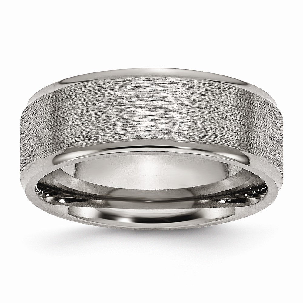 Titanium Ridged Edge 8mm Brushed Finish Comfort Fit Band, Item R9753 by The Black Bow Jewelry Co.