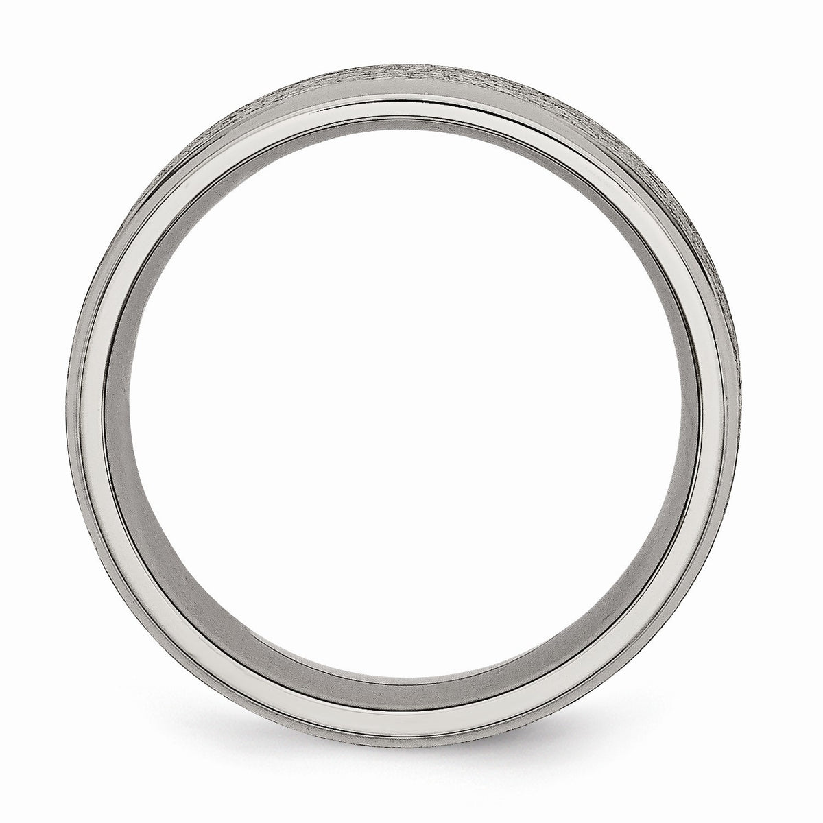 Alternate view of the Titanium Ridged Edge 8mm Brushed Finish Comfort Fit Band by The Black Bow Jewelry Co.