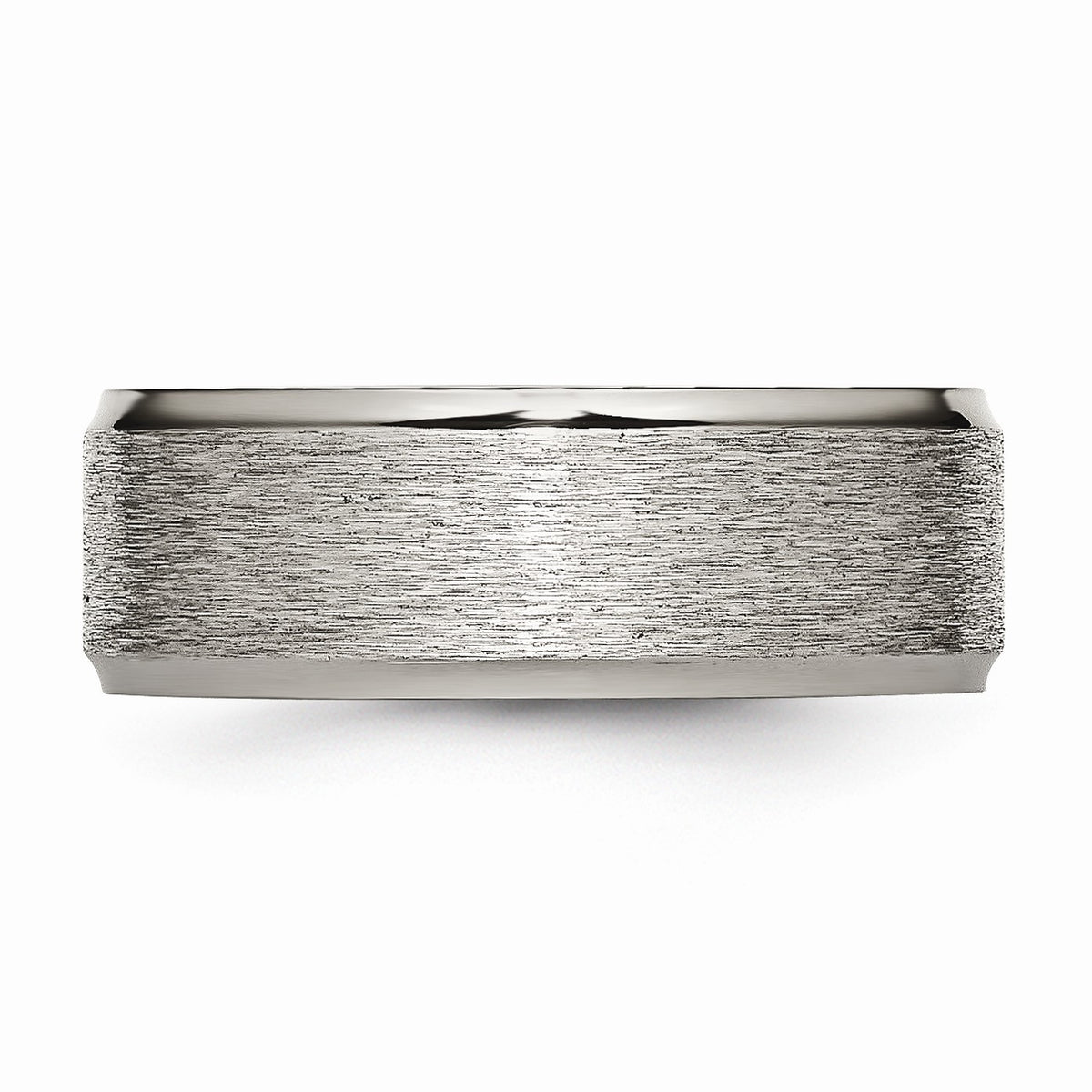 Alternate view of the Titanium Ridged Edge 8mm Brushed Finish Comfort Fit Band by The Black Bow Jewelry Co.