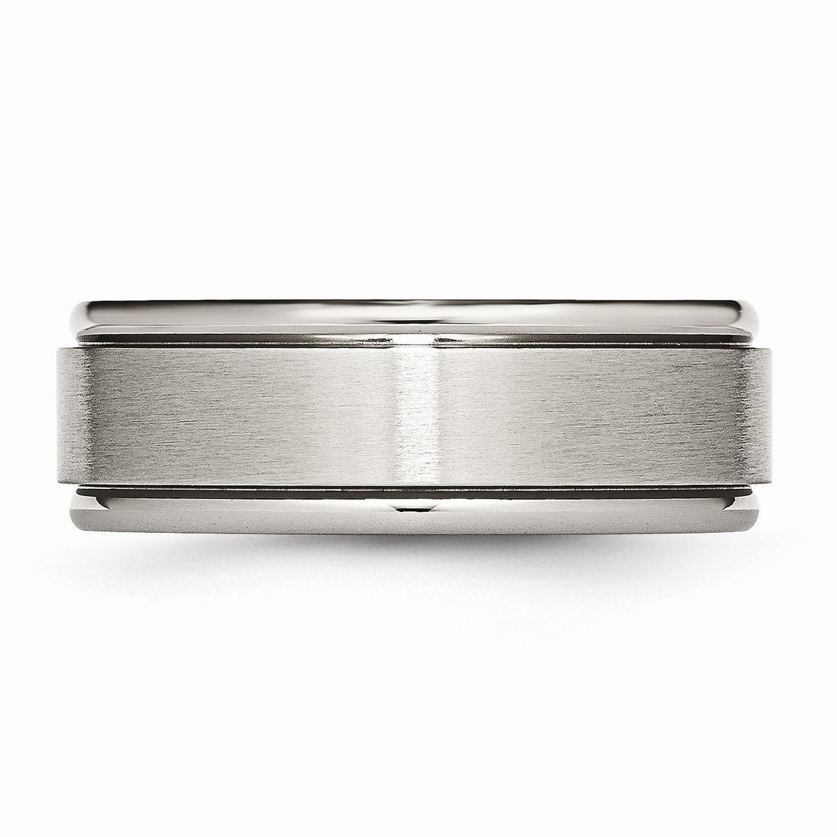 Alternate view of the Titanium Ridged Edge 8mm Dual Finish Band by The Black Bow Jewelry Co.
