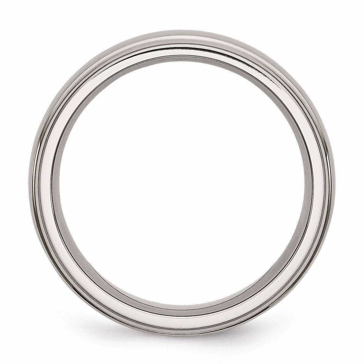 Alternate view of the Titanium Ridged Edge 7mm Dual Finish Comfort Fit Band by The Black Bow Jewelry Co.