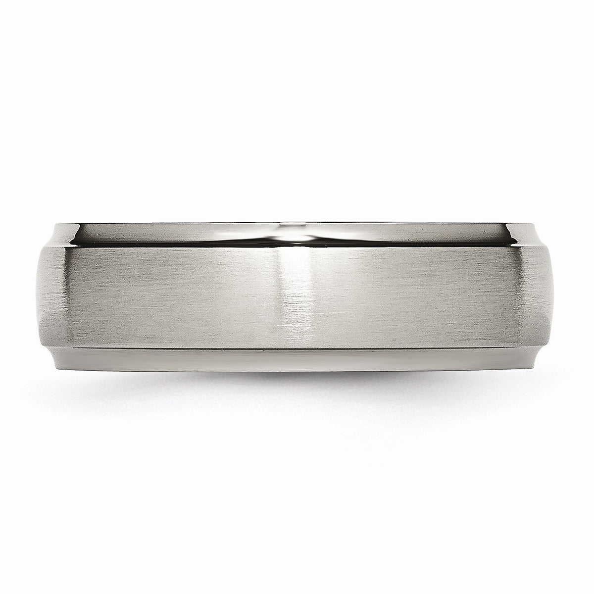 Alternate view of the Titanium Ridged Edge 7mm Dual Finish Comfort Fit Band Size 6 by The Black Bow Jewelry Co.