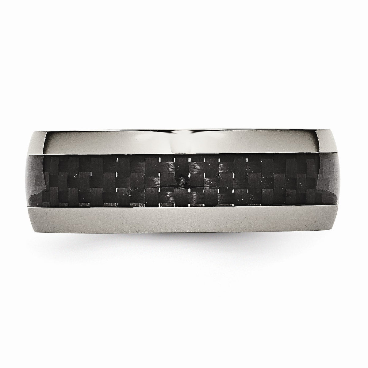 Alternate view of the Titanium Black Carbon Fiber 8mm Polished Comfort Fit Band by The Black Bow Jewelry Co.