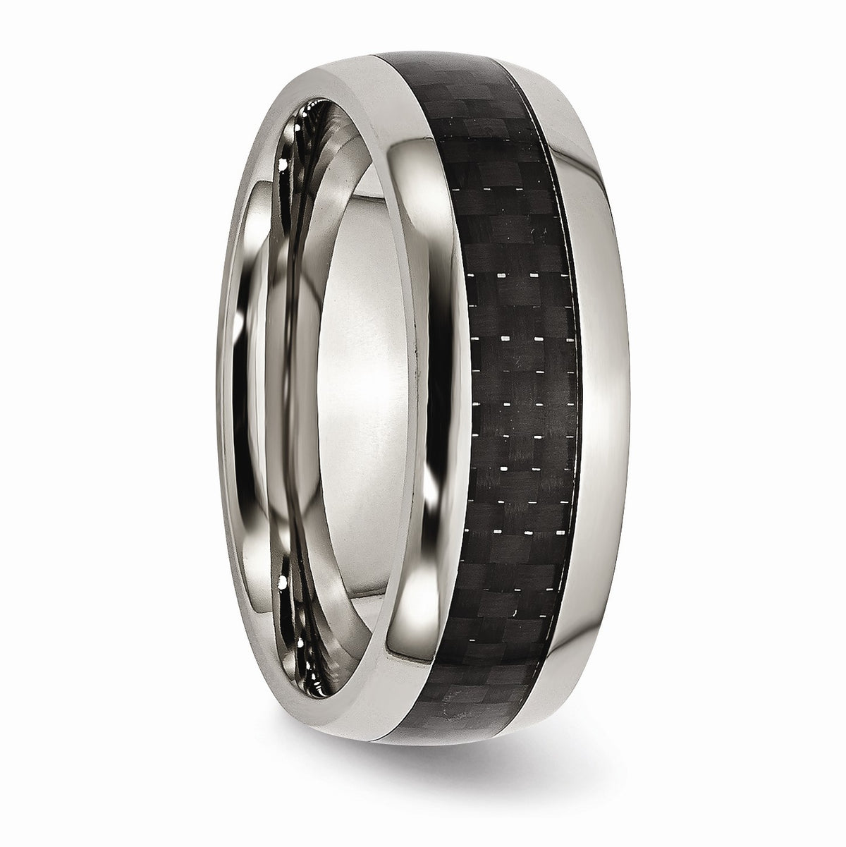 Alternate view of the Titanium Black Carbon Fiber 8mm Polished Comfort Fit Band by The Black Bow Jewelry Co.