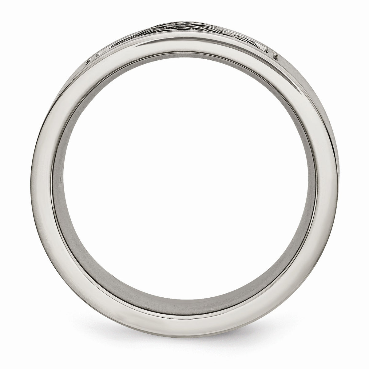Alternate view of the Stainless Steel 10mm Wire Inset Comfort Fit Band by The Black Bow Jewelry Co.