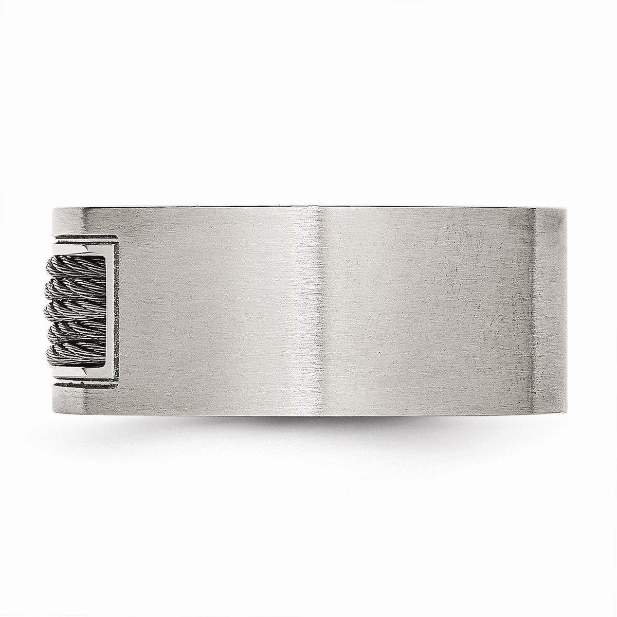 Alternate view of the Stainless Steel 10mm Wire Inset Comfort Fit Band Size 8 by The Black Bow Jewelry Co.