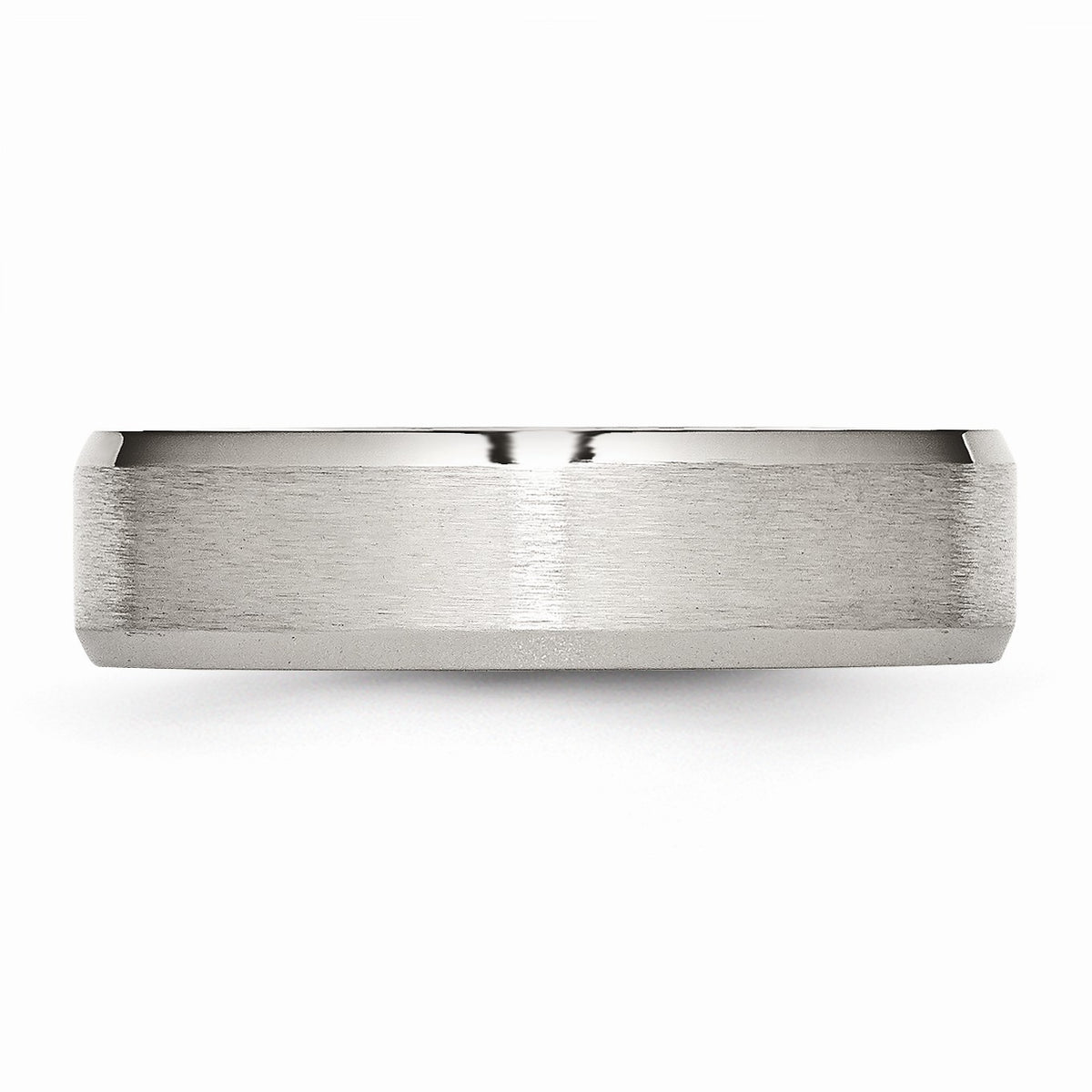 Alternate view of the Stainless Steel Flat Beveled Edge 6mm Comfort Fit Band Size 6 by The Black Bow Jewelry Co.