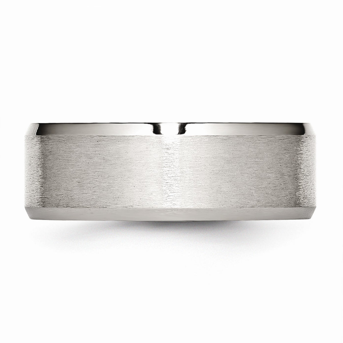 Alternate view of the Stainless Steel Flat Beveled Edge 8mm Comfort Fit Band by The Black Bow Jewelry Co.