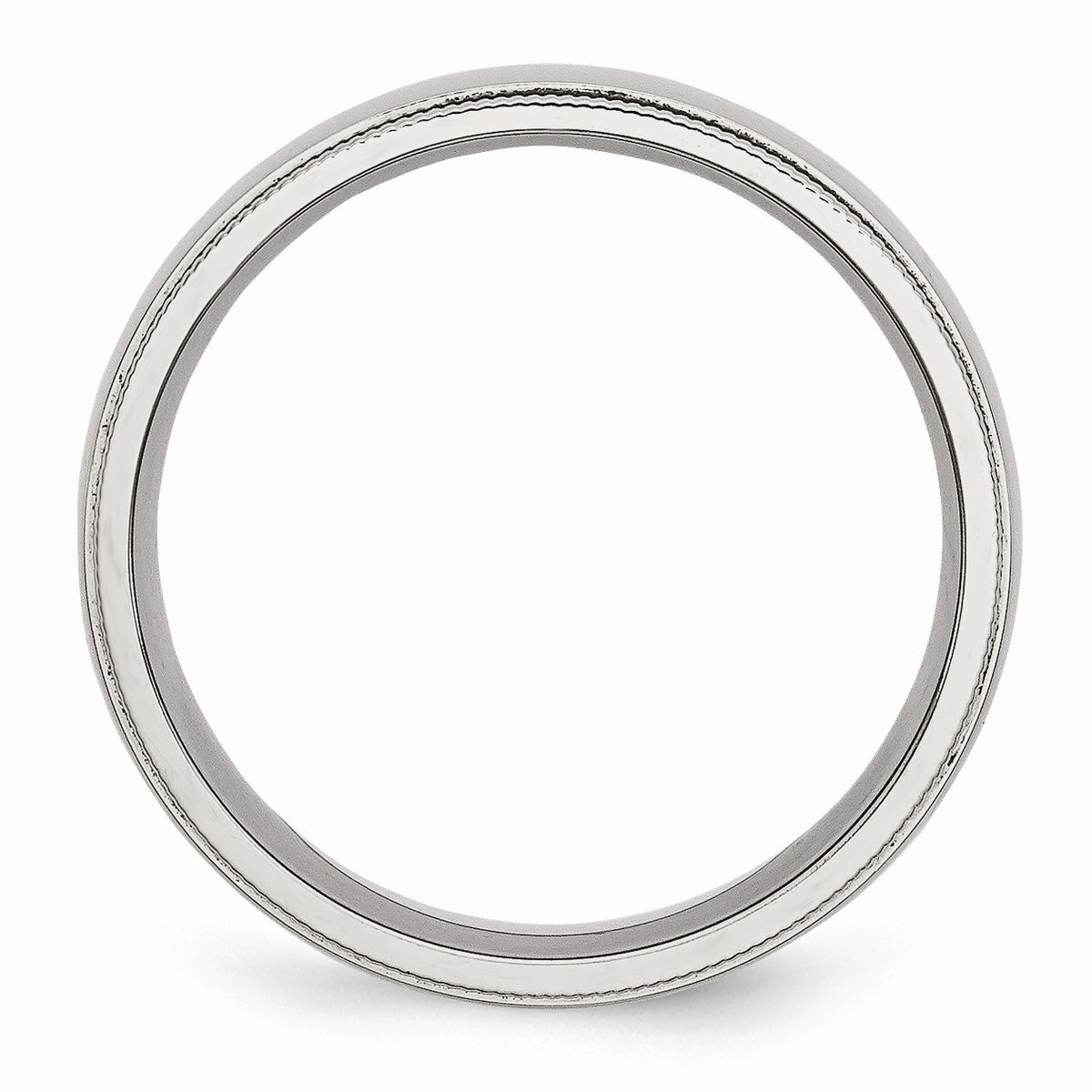 Alternate view of the Stainless Steel Beaded Edge 6mm Polished Comfort Fit Band by The Black Bow Jewelry Co.