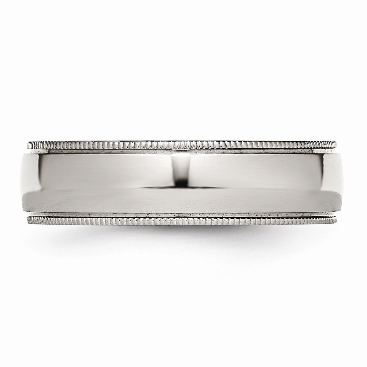Alternate view of the Stainless Steel Beaded Edge 6mm Polished Comfort Fit Band by The Black Bow Jewelry Co.