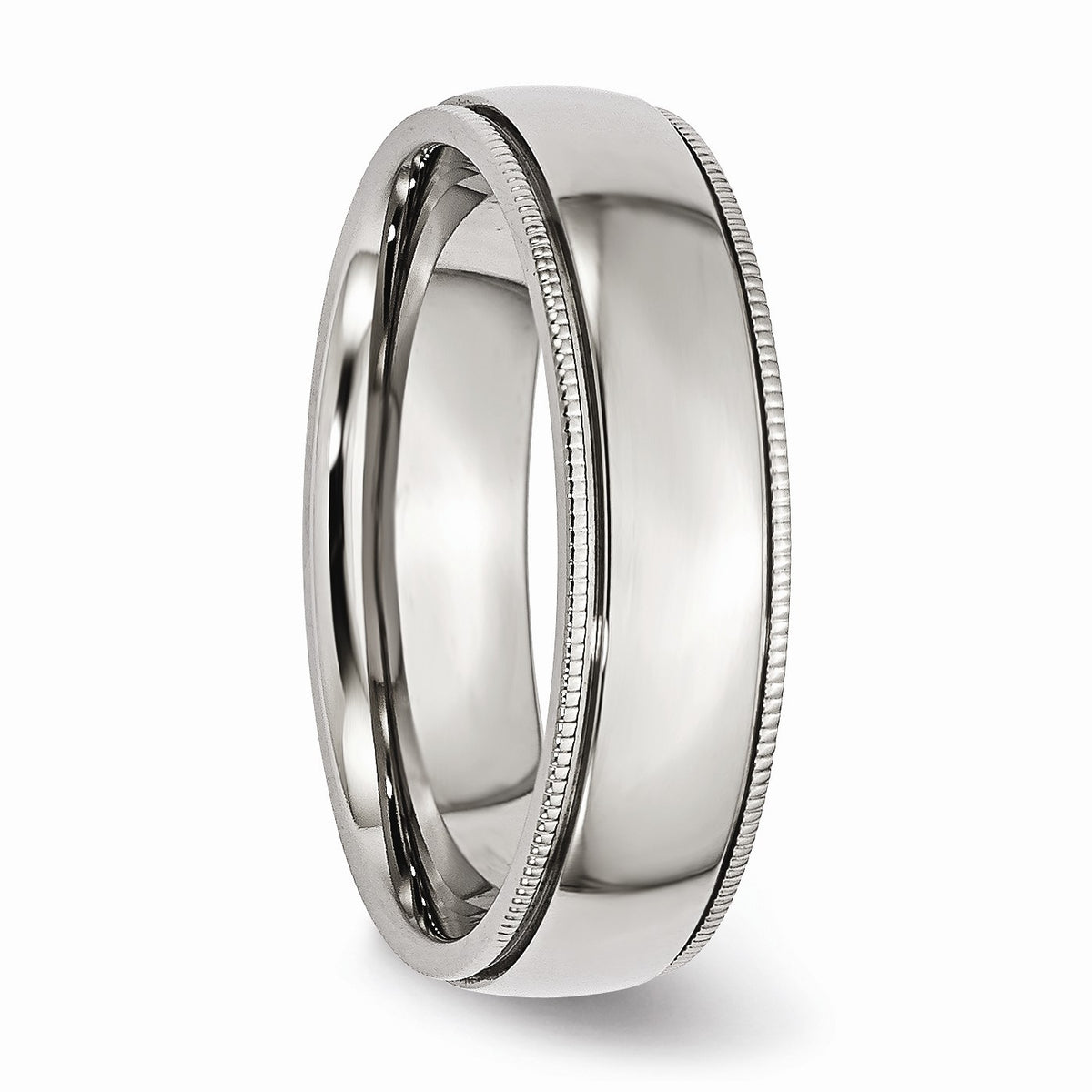 Alternate view of the Stainless Steel Beaded Edge 6mm Polished Comfort Fit Band Size 6 by The Black Bow Jewelry Co.