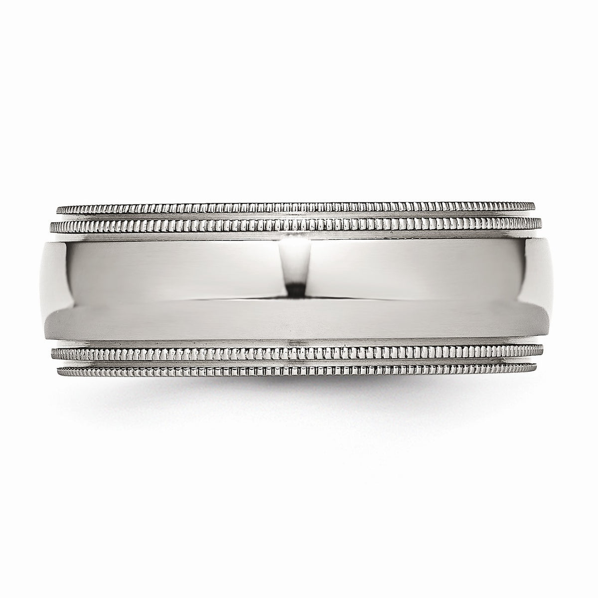 Alternate view of the Stainless Steel Beaded Edge 8mm Polished Comfort Fit Band Size 8 by The Black Bow Jewelry Co.