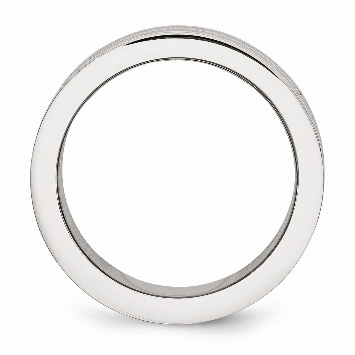 Alternate view of the Stainless Steel 8mm Double Row Beaded Comfort Fit Band by The Black Bow Jewelry Co.