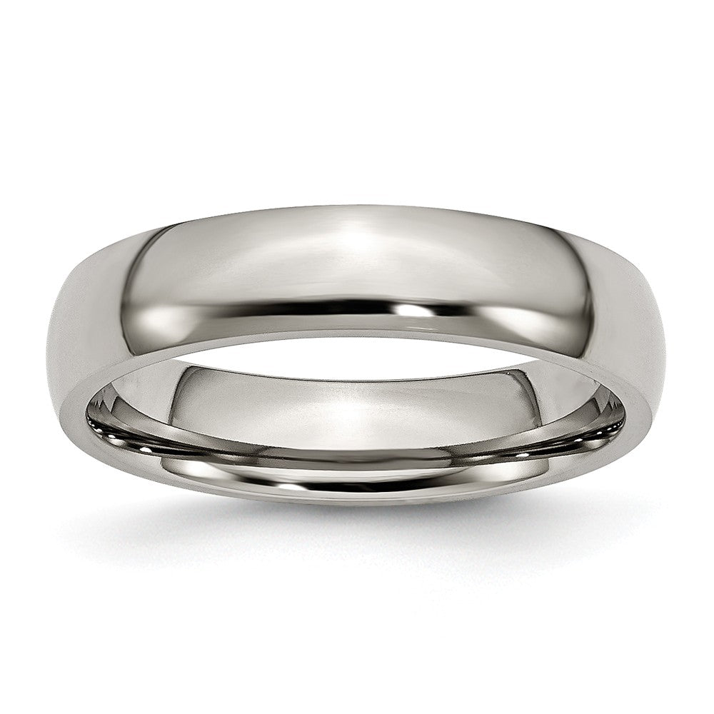 Titanium 5mm Polished Domed Comfort Fit Band, Item R9796 by The Black Bow Jewelry Co.