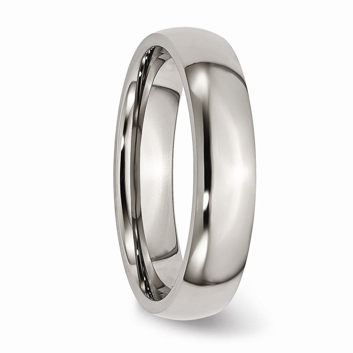 Alternate view of the Titanium 5mm Polished Domed Comfort Fit Band Size 5 by The Black Bow Jewelry Co.