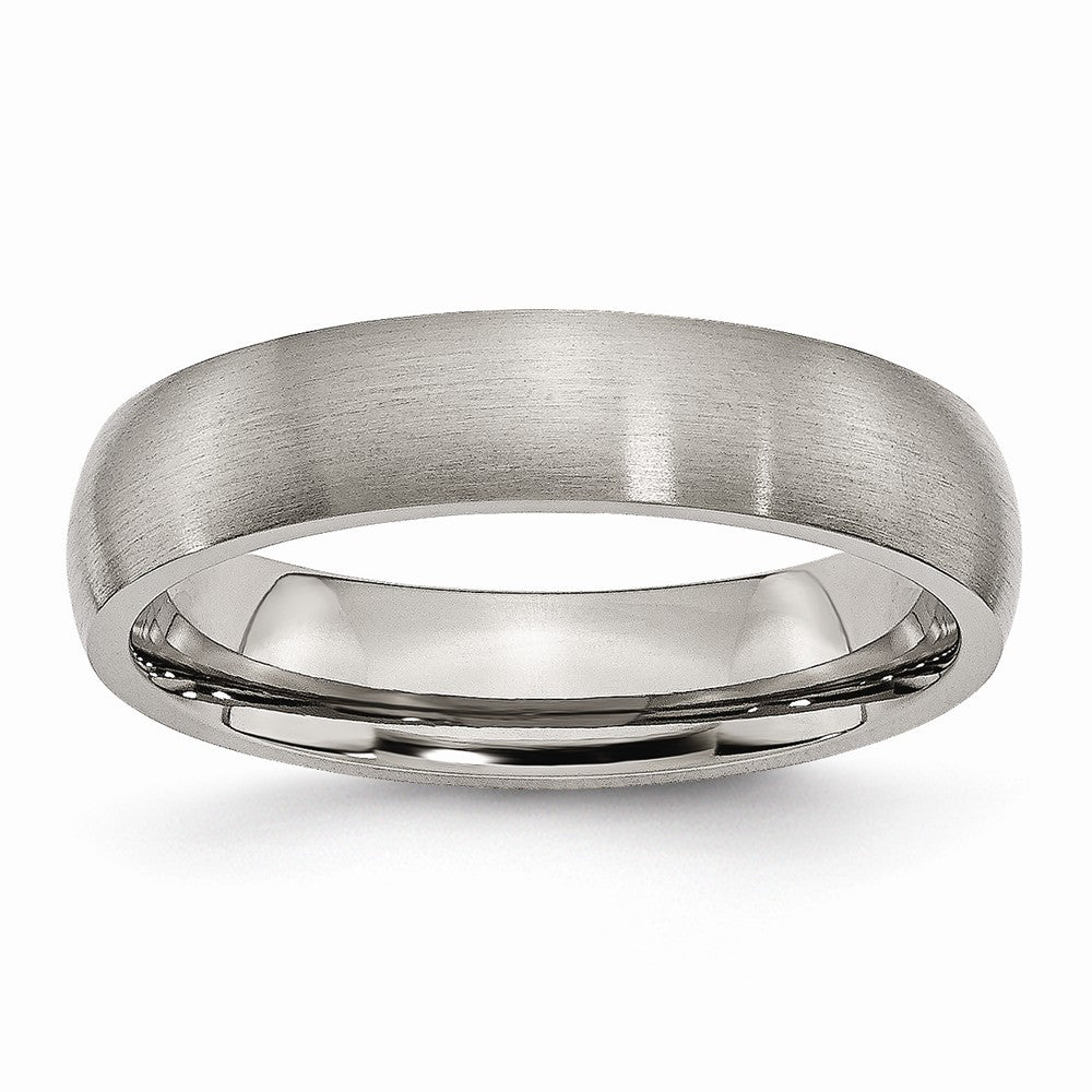 Titanium 5mm Brushed Domed Comfort Fit Band, Item R9799 by The Black Bow Jewelry Co.