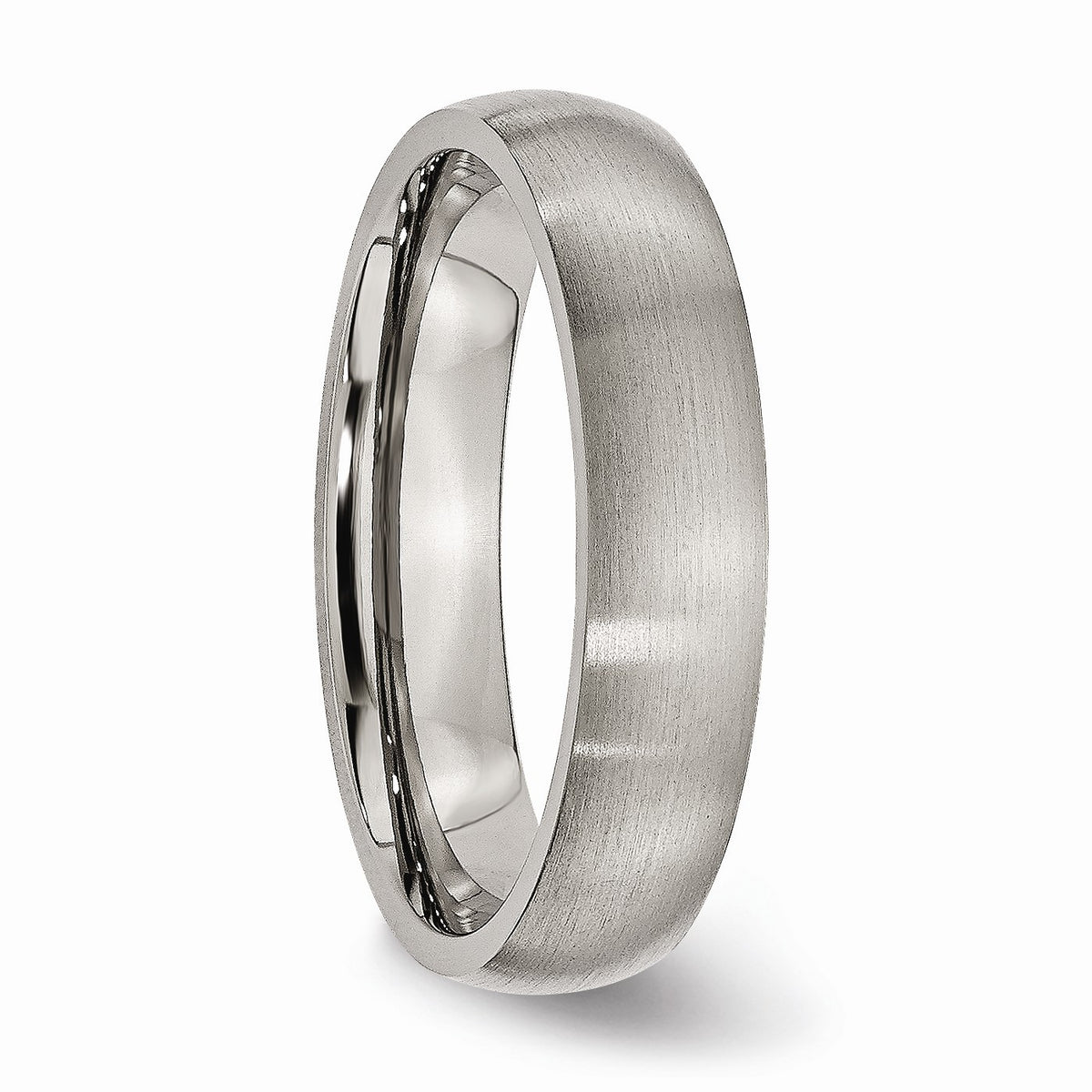 Alternate view of the Titanium 5mm Brushed Domed Comfort Fit Band Size 5 by The Black Bow Jewelry Co.