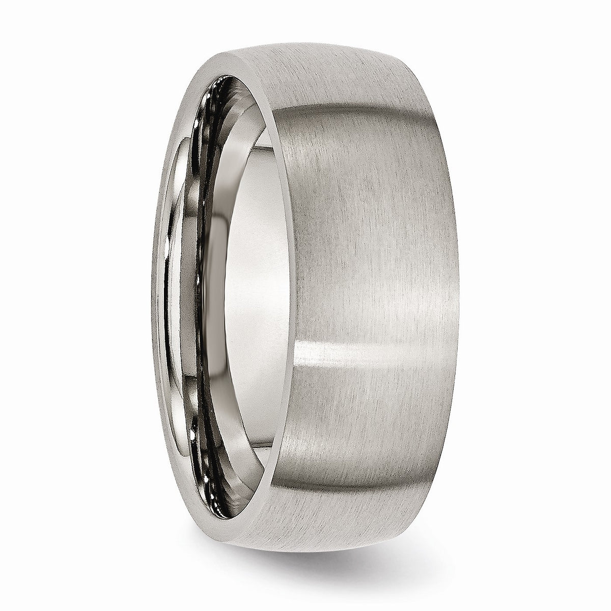 Alternate view of the Titanium 8mm Brushed Domed Comfort Fit Band Size 6 by The Black Bow Jewelry Co.